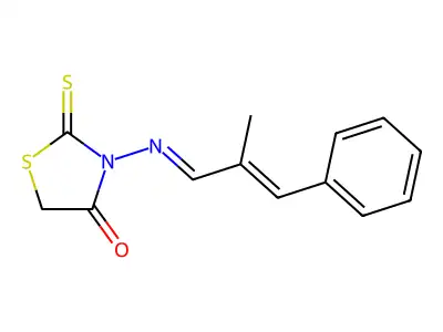 3-[(2-Methyl-3-phenyl-2-propen-1-ylidene)amino]-2-thioxo-1,3-thiazolidin-4-one structure