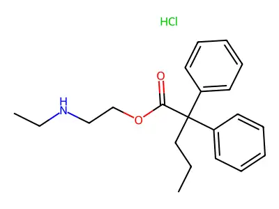 Valeric acid, 2,2-diphenyl-, 2-(ethylamino)ethyl ester, hydrochloride structure