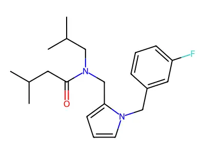 N-[[1-[(3-fluorophenyl)methyl]pyrrol-2-yl]methyl]-3-methyl-N-(2-methylpropyl)butanamide structure