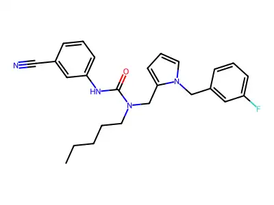 3-(3-Cyanophenyl)-1-[[1-[(3-fluorophenyl)methyl]pyrrol-2-yl]methyl]-1-pentylurea structure