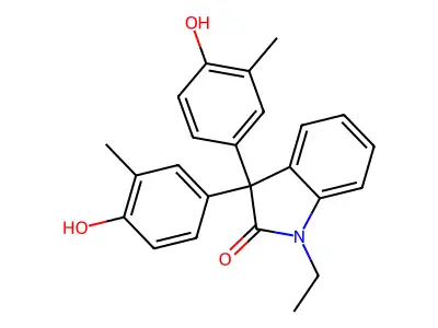 1-Ethyl-3,3-bis(4-hydroxy-3-methylphenyl)indol-2-one structure