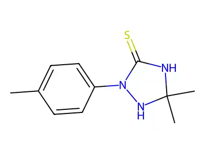 1,2,4-Triazolidine-3-thione, 5,5-dimethyl-2-(4-methylphenyl)- structure