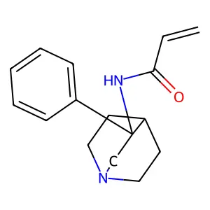 N-(3-phenyl-1-azabicyclo[2.2.2]octan-3-yl)prop-2-enamide structure