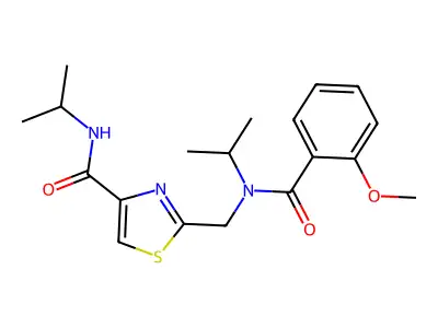 2-{[(2-Methoxybenzoyl)(propan-2-yl)amino]methyl}-N-(propan-2-yl)-1,3-thiazole-4-carboxamide structure