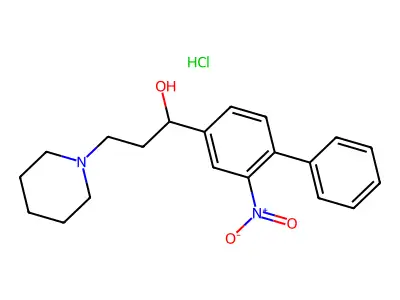 1-Piperidinepropanol, alpha-(2-nitro-4-biphenylyl)-, hydrochloride structure