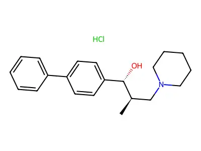 1-Piperidinepropanol, alpha-(4-biphenylyl)-beta-methyl-, hydrochloride, erythro- structure