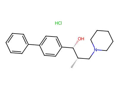 1-Piperidinepropanol, alpha-(4-biphenylyl)-beta-methyl-, hydrochloride, threo- structure
