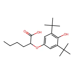 2-(3,5-Di-tert-butyl-4-hydroxyphenoxy)hexanoic acid structure