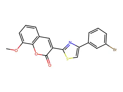 3-[4-(3-Bromophenyl)-1,3-thiazol-2-yl]-8-methoxy-2H-1-benzopyran-2-one structure