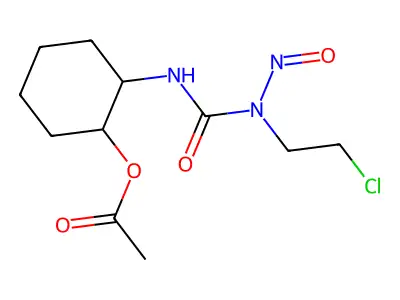 cis-1-(2-Chloroethyl)-3-(2-hydroxycyclohexyl)-1-nitrosourea acetate (ester) structure