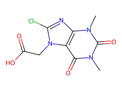 2-(8-chloro-1,3-dimethyl-2,6-dioxo-1,2,3,6-tetrahydro-7H-purin-7-yl)acetic acid structure