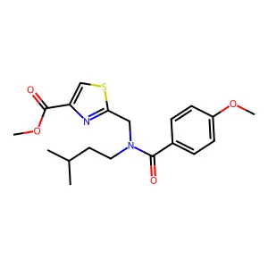 Methyl 2-{[(4-methoxybenzoyl)(3-methylbutyl)amino]methyl}-1,3-thiazole-4-carboxylate structure