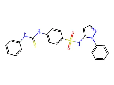 1-Phenyl-3-[4-[(2-phenylpyrazol-3-yl)sulfamoyl]phenyl]thiourea structure