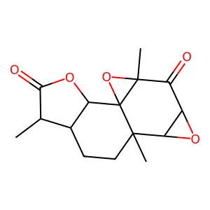 1,4a,6b-Trimethylhexahydro-3aH-bisoxireno[5,6:8,8a]naphtho[1,2-b]furan-2,5(1H,4aH)-dione structure
