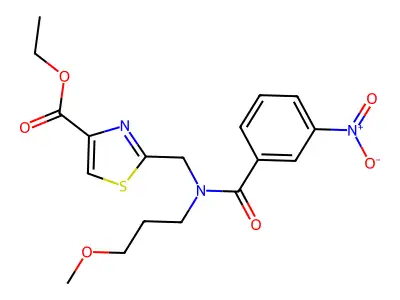 ethyl 2-[[3-methoxypropyl-(3-nitrobenzoyl)amino]methyl]-1,3-thiazole-4-carboxylate structure