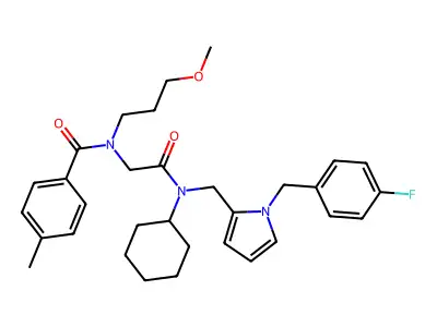 N-[[CYCLOHEXYL-[[1-[(4-FLUOROPHENYL)METHYL]PYRROL-2-YL]METHYL]CARBAMOYL]METHYL]-N-(3-METHOXYPROPYL)-4-METHYL-BENZAMIDE structure