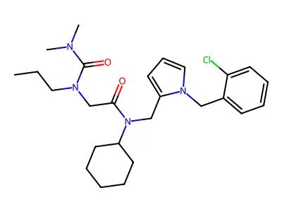 N-({1-[(2-Chlorophenyl)methyl]-1H-pyrrol-2-yl}methyl)-N-cyclohexyl-N~2~-(dimethylcarbamoyl)-N~2~-propylglycinamide structure