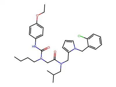 2-[butyl-[(4-ethoxyphenyl)carbamoyl]amino]-N-[[1-[(2-chlorophenyl)methyl]pyrrol-2-yl]methyl]-N-(2-methylpropyl)acetamide structure