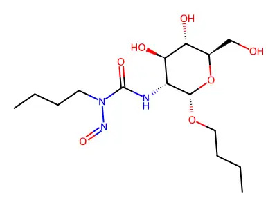 alpha-D-Glucopyranoside, butyl 2-(((butylnitrosoamino)carbonyl)amino)-2-deoxy- structure