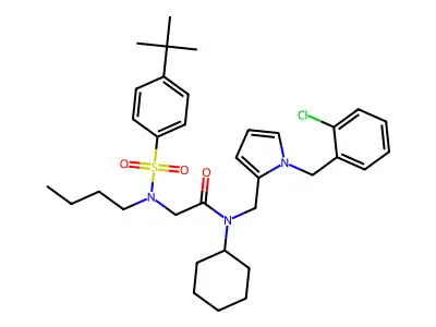 N~2~-Butyl-N~2~-(4-tert-butylbenzene-1-sulfonyl)-N-({1-[(2-chlorophenyl)methyl]-1H-pyrrol-2-yl}methyl)-N-cyclohexylglycinamide structure