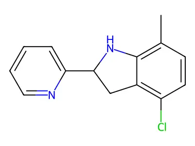 4-chloro-7-methyl-2-pyridin-2-yl-2,3-dihydro-1H-indole structure