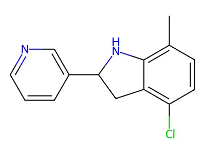 4-chloro-7-methyl-2-pyridin-3-yl-2,3-dihydro-1H-indole structure