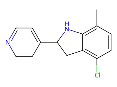 4-chloro-7-methyl-2-pyridin-4-yl-2,3-dihydro-1H-indole structure