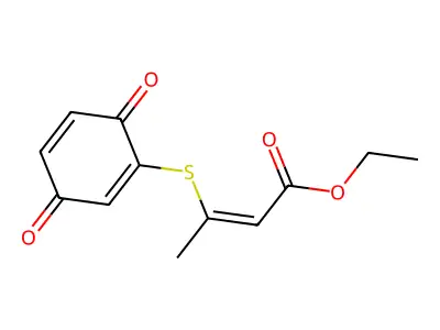 Ethyl 3-(3,6-dioxocyclohexa-1,4-dien-1-yl)sulfanylbut-2-enoate structure