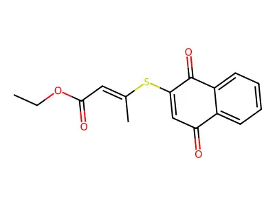 ethyl (E)-3-(1,4-dioxonaphthalen-2-yl)sulfanylbut-2-enoate structure