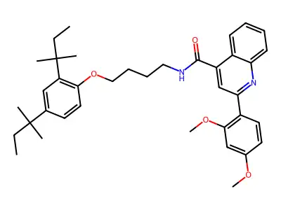 N-[4-[2,4-bis(2-methylbutan-2-yl)phenoxy]butyl]-2-(2,4-dimethoxyphenyl)quinoline-4-carboxamide structure