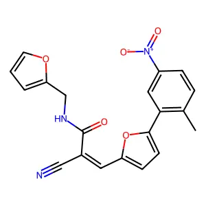2-cyano-N-(2-furylmethyl)-3-[5-(2-methyl-5-nitrophenyl)-2-furyl]acrylamide structure
