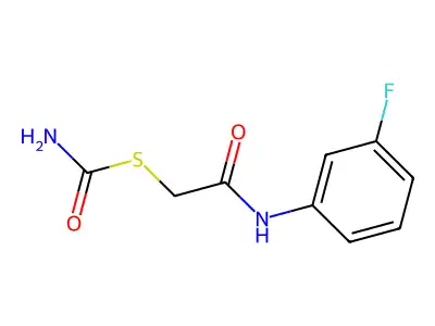 S-[2-(3-fluoroanilino)-2-oxoethyl] carbamothioate structure