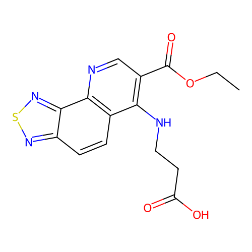 N-[7-(ethoxycarbonyl)[1,2,5]thiadiazolo[3,4-h]quinolin-6-yl]-beta-alanine structure