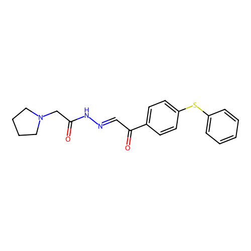 1-Pyrrolidineacetic acid, (p-(phenylthio)phenacylidene)hydrazide structure