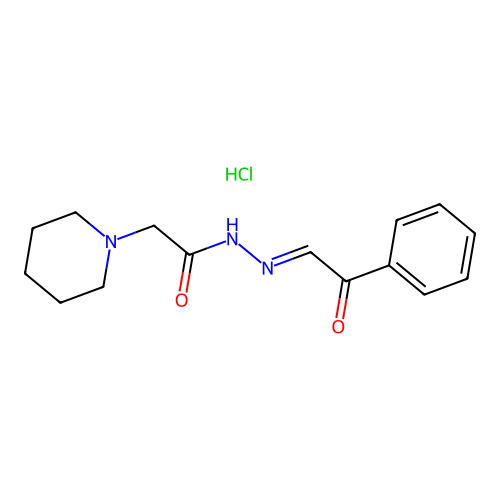 1-Piperidineacetic acid, phenacylidenehydrazide, hydrochloride structure