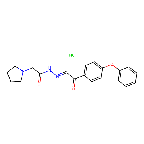 1-Pyrrolidineacetic acid, (p-phenoxyphenacylidene)hydrazide, hydrochloride structure