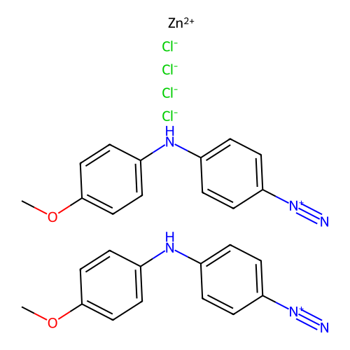 4-((4-Methoxyphenyl)amino)benzenediazonium tetrachlorozincate (2:1) structure