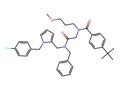 N-{2-[Benzyl({1-[(4-fluorophenyl)methyl]-1H-pyrrol-2-yl}methyl)amino]-2-oxoethyl}-4-tert-butyl-N-(3-methoxypropyl)benzamide structure