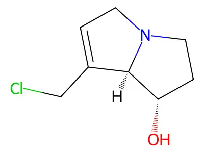 1H-Pyrrolizin-1-ol, 7-(chloromethyl)-2,3,5,7a-tetrahydro-, (1S-cis)- structure