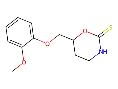 2H-1,3-Oxazine-2-thione, 3,4,5,6-tetrahydro-6-(2-methoxyphenoxymethyl)- structure