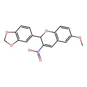 2-(2H-1,3-Benzodioxol-5-yl)-6-methoxy-3-nitro-2H-1-benzopyran structure