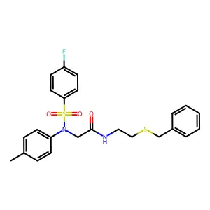N~1~-[2-(benzylthio)ethyl]-N~2~-[(4-fluorophenyl)sulfonyl]-N~2~-(4-methylphenyl)glycinamide structure