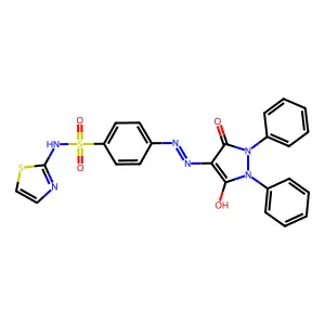 4-[2-(3,5-dioxo-1,2-diphenylpyrazolidin-4-ylidene)hydrazinyl]-N-(1,3-thiazol-2-yl)benzenesulfonamide structure