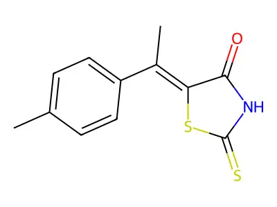(5Z)-5-[1-(4-methylphenyl)ethylidene]-2-sulfanylidene-1,3-thiazolidin-4-one structure