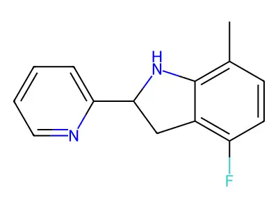 4-fluoro-7-methyl-2-pyridin-2-yl-2,3-dihydro-1H-indole structure