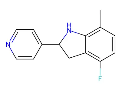 4-fluoro-7-methyl-2-pyridin-4-yl-2,3-dihydro-1H-indole structure
