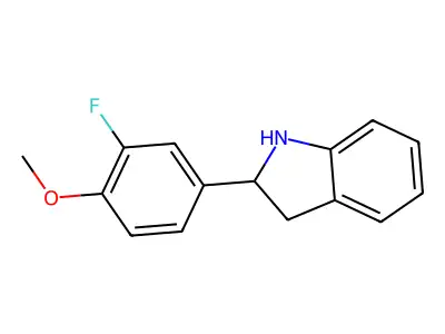 2-(3-fluoro-4-methoxyphenyl)-2,3-dihydro-1H-indole structure