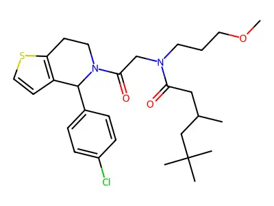N-[2-[4-(4-chlorophenyl)-6,7-dihydro-4H-thieno[3,2-c]pyridin-5-yl]-2-oxoethyl]-N-(3-methoxypropyl)-3,5,5-trimethylhexanamide structure