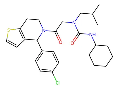 1-[2-[4-(4-chlorophenyl)-6,7-dihydro-4H-thieno[3,2-c]pyridin-5-yl]-2-oxoethyl]-3-cyclohexyl-1-(2-methylpropyl)urea structure