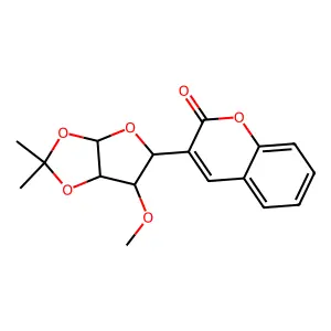 3-(6-Methoxy-2,2-dimethyltetrahydro-2H-furo[2,3-d][1,3]dioxol-5-yl)-2H-1-benzopyran-2-one structure